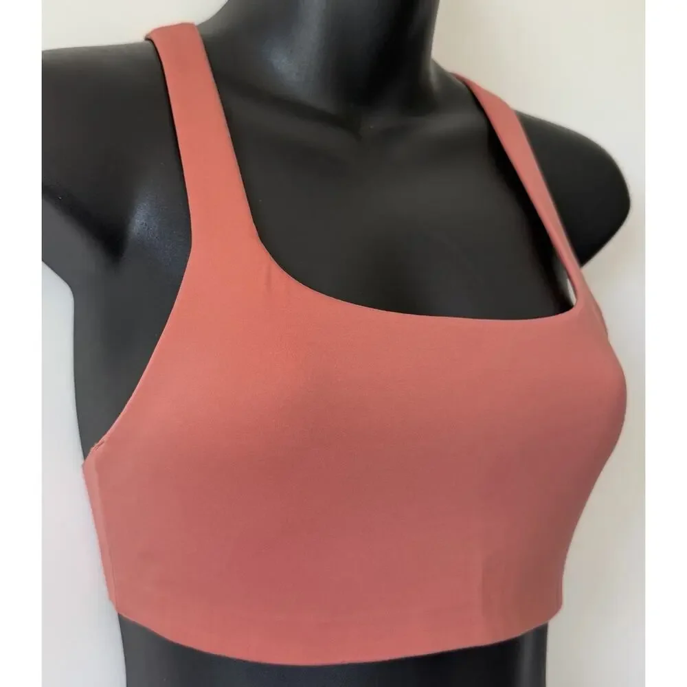 Lululemon Pink Orange Sports Bra Womens Size 4 B/C Lightly Lined Cross Back Open